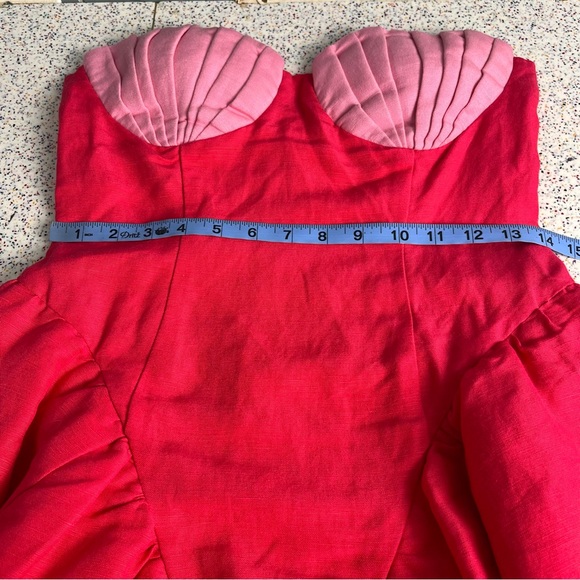 The Wolf Gang Cece Strapless Mini Dress Women’s Size S Pink Linen Mermaid Beachy - Picture 10 of 11